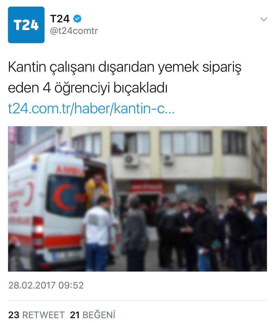 Kantin çalışanı dışarıdan...