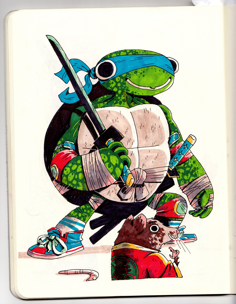 mikelaughead:  Looked up some reference for turtles and rats for this one. Got inspired