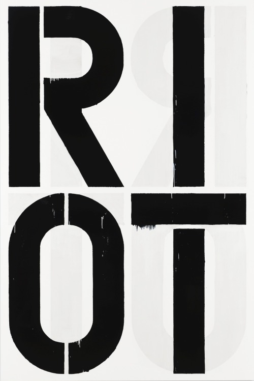 artsyloch: Christopher Wool | Riot  signed, dated 1990 and numbered W14 on the reverseenamel on alum