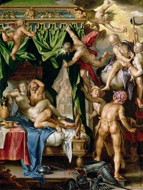 “Mars and Venus Surprised by the Gods”, 1610-14, Joachim Wtewael. (via)