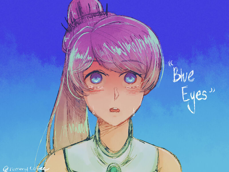 rummycoffee:  Her blue eyes shine in the darkests of nights  Drew this while hearing