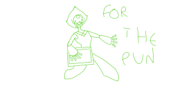 MWAHAHHAHAHAHAH A drawing of thisssss submisssssiooonnnn: http://textsbetweengems.tumblr.com/post/129408790431/peridot-robbed-the-art-museum-just-to-make-this(Submitted by mershyderpy)