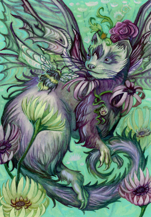 Faerretwatercolor and acryla gouache