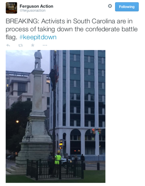 justice4mikebrown: On the early morning of June 27, activists in South Carolina gathered to take dow