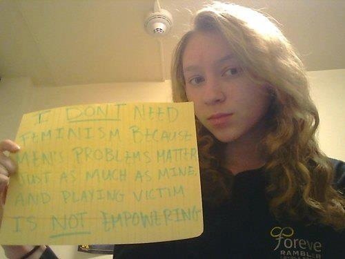 minaharkersghost:  “I don’t need feminism because men’s problems matter just as mu