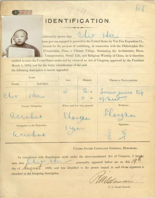 phillyarchives:Identification Papers of Chinese Appearing at the National Export Exposition, 1899NA 