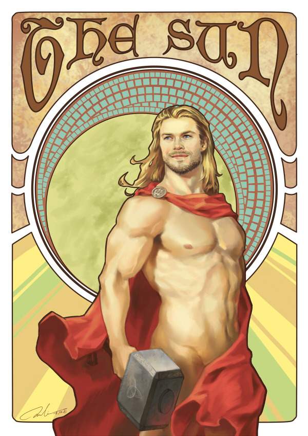 bellezebub:geekartgallery:Art Deco Avengers Tarot by Julia CrossThe Hierophant: Phil