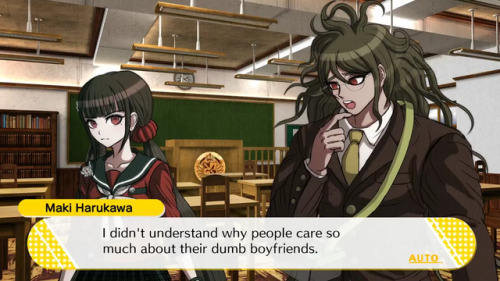 fakedrv3screenshots:Maki: I didn’t understand why people care so much about their dumb boyfriends.Ma
