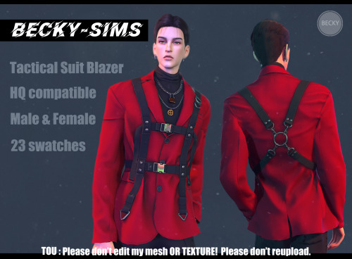 becky-sims: Tactical Suit Blazer（male+female top）  Creator:  Becky Sims4  模拟人生4 TOP 上衣  Download【下载】