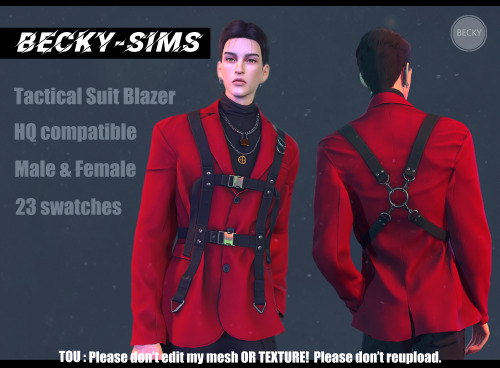 becky-sims: Tactical Suit Blazer（male+female top） Creator: Becky Sims4  模拟人生4 TOP 上衣 Download【下载】