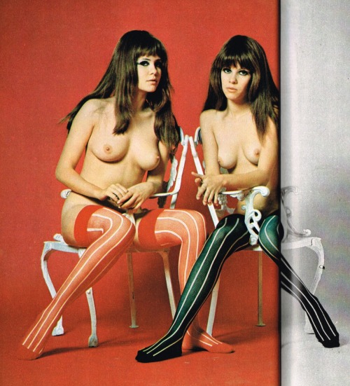 eroticaretro:  Mary and Madeleine Collinson posing as twins “Lina and Lana” for Rex Magazine, February 1970.