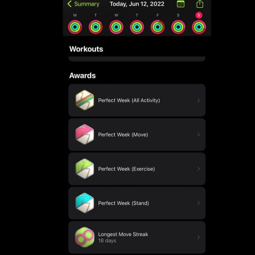 Oops, I did it again. Another perfect week of closing all my rings in the fitness app on my Apple Wa