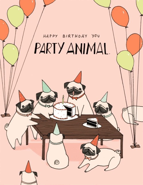 Couldn&rsquo;t sleep tonight so instead I made a Pug, Party Animal card! You can purchase it here. 