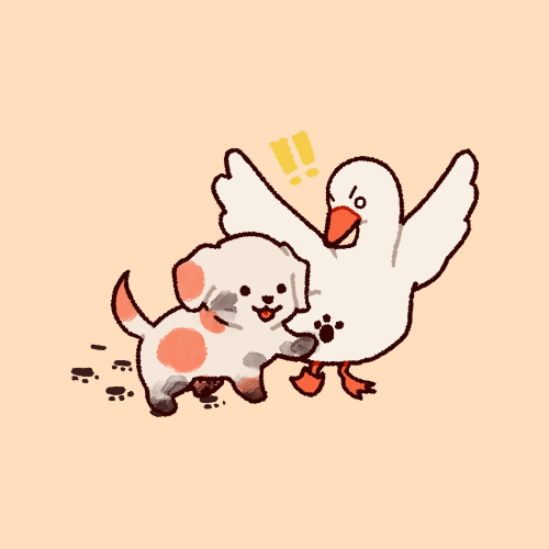 yookikiku: dog &amp; duck… (&amp; 1 worm)☺️