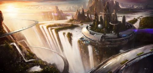alienspaceshipcentral:  sciencefictionworld:  “Waterfall” by Dmitriy Kuzin.  If you like these posts I think you might like our Youtube Channel if you want more to see, Hope you Enjoy
