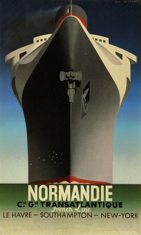 Adolphe Mouron Cassandre, poster artwork for french line Normandie, 1935. For Compagnie Générale Tra