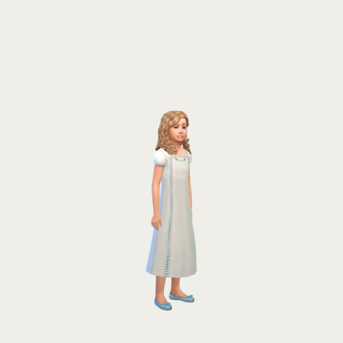 peebsplays:Caroline’s Nightgown & SlippersA cream colored nightgown with short puffed sleeves an