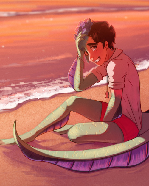 candykale:Beach DazeBeen working on this one on/off for the past few days, and I am so happy with how this one turned out <3<3 I really want to go on holiday now though ha. Hope you like! #idk what to tag this as  #esp since in the verse hed be older but mmmm the vibes  #might attempt to draw something for this verse this weekend but well see how that goes