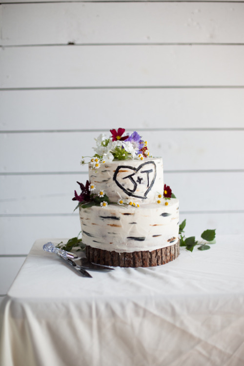 birch bark wedding cake - my first wedding cake commission 