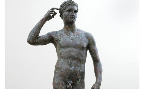 Statue of Victorious Youth Greek 300 - 100 B.C.Bronze with inlaid copperFinal pic is of the same scu