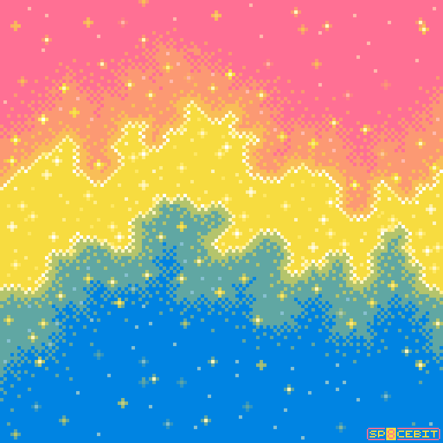 💖 💛 💙
Pansexual Pride Galaxy by sp8cebitHappy Pride Month! Be loved; be safe.
follow for more pride galaxies and other 8bit space art