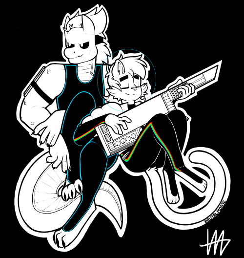 brutalmoose:New art! Keytar cat from an earlier pic, and his new bandmate!https://www.artstation.com