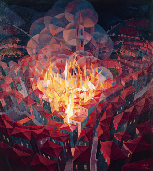 design-is-fine:  Gerardo Dottori, City in Flames, 1926. Italy. Exhibition Gerardo Dottori: The Futurist View, Estorick, London til 7 September 2014 
