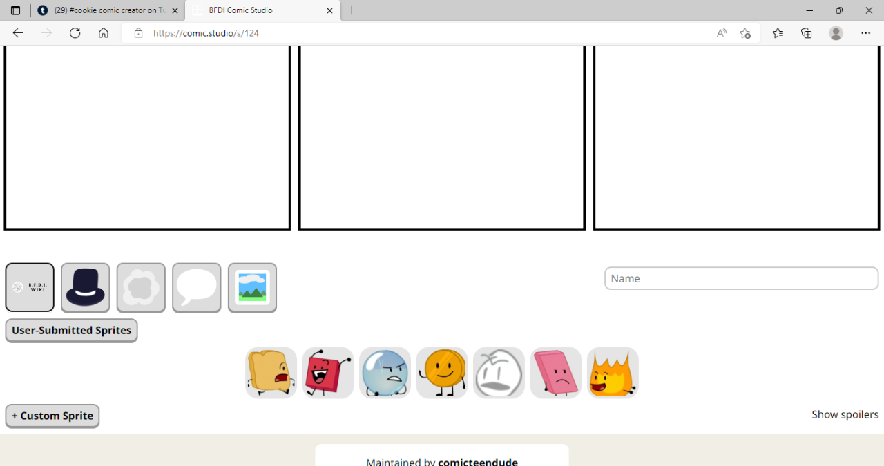 Sprirtes in my BFDI Comic Studio v1.0 - Comic Studio