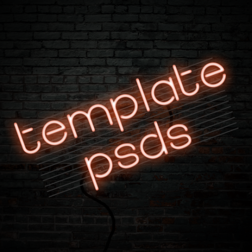 。・ template psd one hundred seven by templatepsds ゜+.*-`. info .’-+ here is a neon light text 