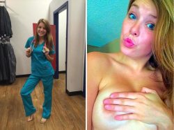 sexonshift:  #sexynurse #scrubs #onoff  Sexy with scrubs on or off.