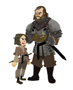 aremdraws:  Arya and The Hound from Game