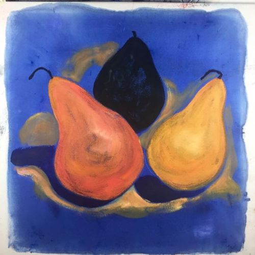 Summer Pears in the studio. 36x36”. Simple Abundance series - acrylic on canvas. https://www.yeachin