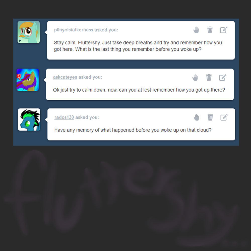 ask-wingless-fluttershy:  ZzZzZzZzZz  Naww, poor Flutters ;w;