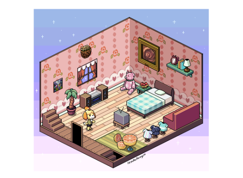 leedalangin:  some new isometric art, finally! this time in tribute to happy home designer!