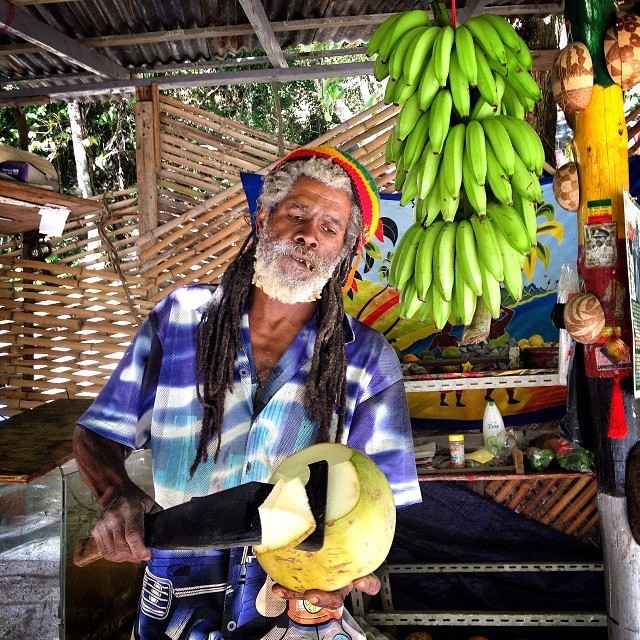 wyattgallery:Start the day off right with a fresh coconut water. #jamaica #rasta