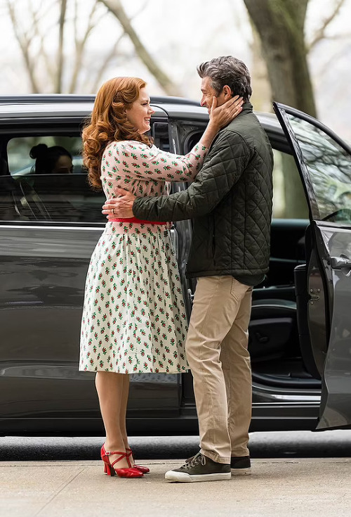thedisneyhub: Amy Adams and Patrick Dempsey filming Disenchanted in New York City
