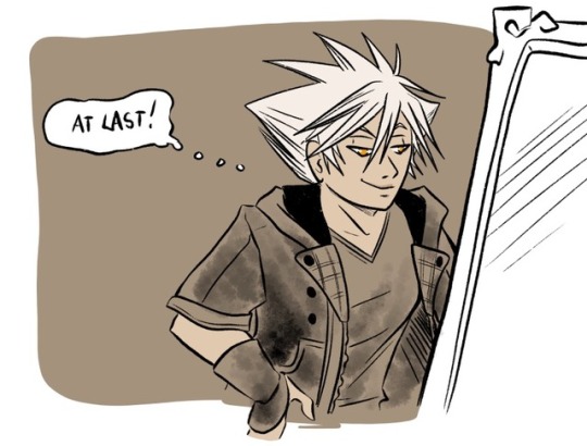 kingdomsaurushearts:  rakiah:  Another prompt about Sora’s wild hair from @kingdomsaurushearts . Can’t be tamed even for Soranort.  Phbbt *snort* Flawless xD