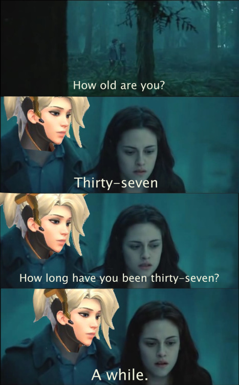 overachieversloth:  I’m surprised nobody has done this yet. This comes from that banter both Mei and Mercy have about how Mercy hasn’t aged a day…while Mei was stuck in ice for some ridiculous amount of time, what the hell was Mercy doing? 