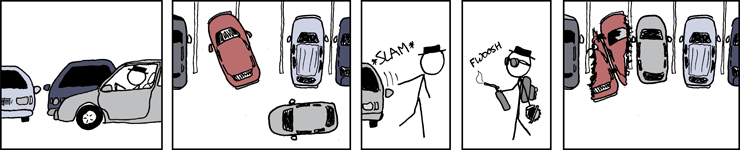 zydokommuna: tchaikovskaya:  materassassino:  thehoff0204:  https://imgs.xkcd.com/comics/parking.png  a hero  2 seconds into this video w/o audio i INSTANTLY knew this was russia lmao  “You want to cut it off?” “How else am I supposed to park?”