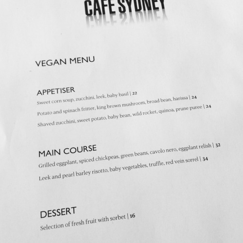 Sunday treat - a vegan lunch at Cafe Sydney Yesterday I was lucky enough to have lunch at the beauti