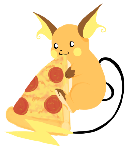 poriporii: Pichu, Pikachu and Raichu eating junk food!  EDIT: I fixed Raichu’s face!!