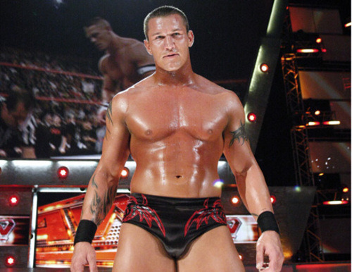 Young, Sweaty, Bulging Randy!!!….Oh so he just had a match with John Cena?! Now it makes sense. =P