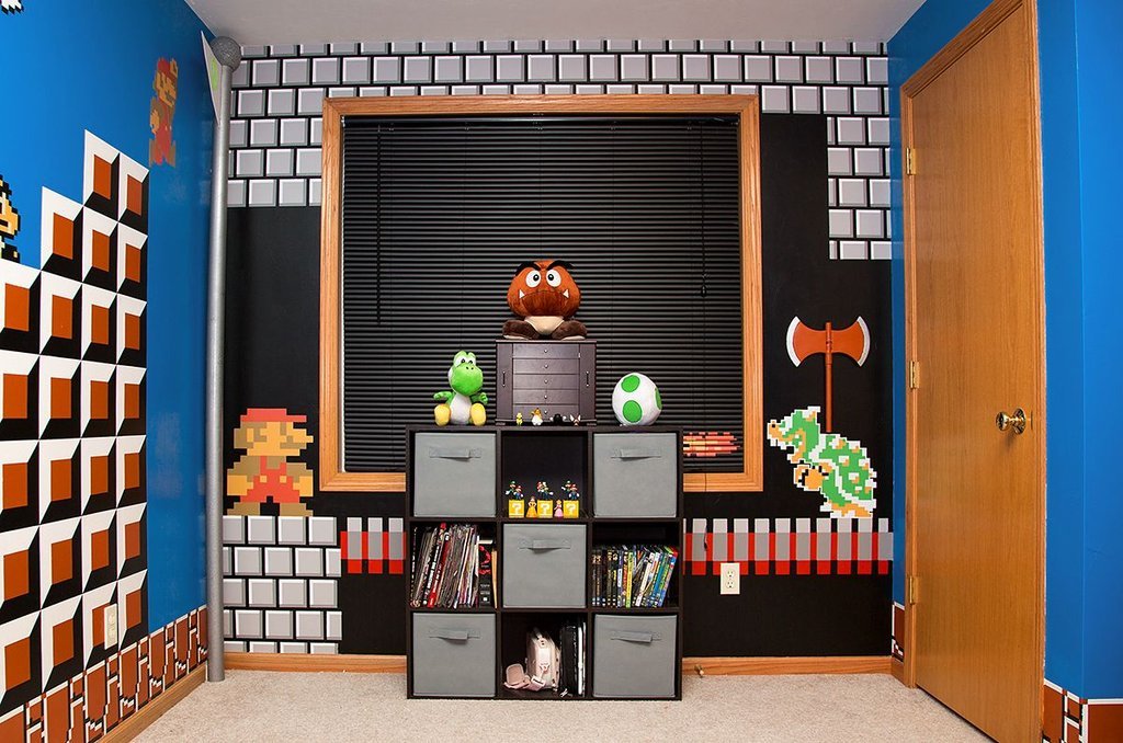 myheartbelongs-toyou:  iheartnintendomucho:  Super Mario Bros. themed room put together