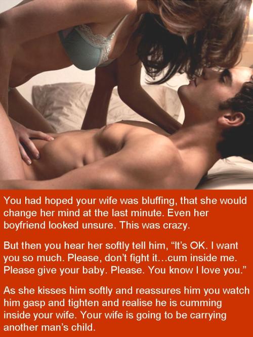 cuckold-breeding: You’re fucking my wife and she whispers in your ear “Pleas cum inside me, please g