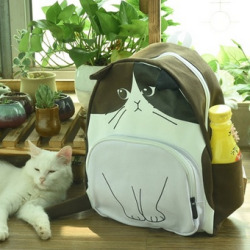 sneakysnorkel:  Fashion Cute Cartoon Cat Print Backpack   was ฮ.57, now ล.62  Limited in stock. Worldwide Shipping. Click here and get it now. 