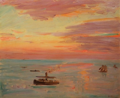 artisticinsight:Sea Landscapes by Japanese artist Fujishima Takeji (1867-1943)The Sea at Sunrise l O