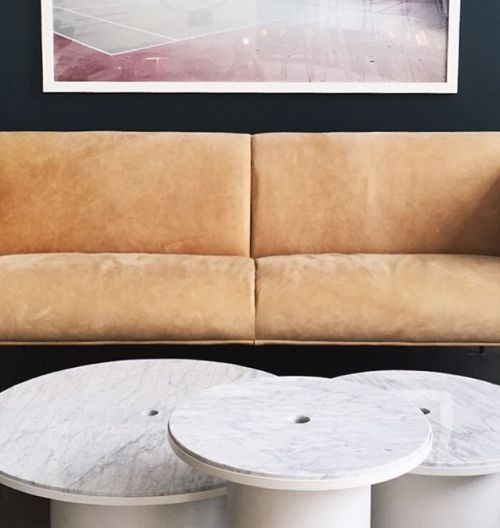 Tight backs. Smooth seats. #DandySofa #PlateauTable #leather #marble