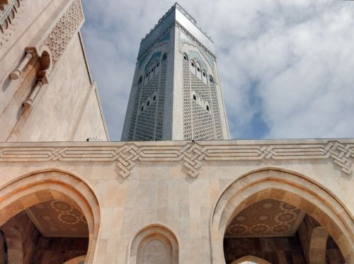 Square Minaret of Hassan II Mosque in Casablanca, Moroccowww.IslamicArtDB.com