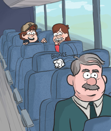 chillguydraws: limey404:  limey404:  i duno i just wanted to draw some glimpses of their bus ride up to gravity falls because twin shenanigans yeah  i completely forgot about this until i saw a panel on google images.. and now i’m nostalgic dang it