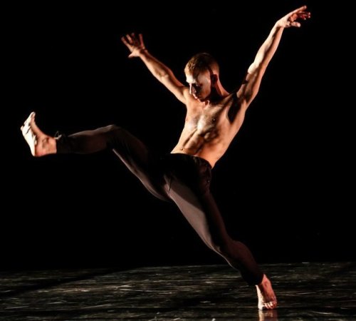  Nicholas Sciscione, a member of the Stephen Petronio Company, in Steve Paxton’s “Excerpt From Goldb